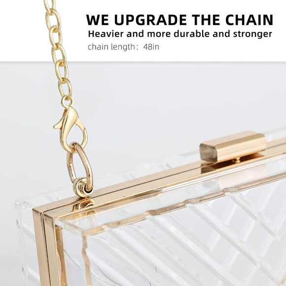 Clear Purses For Women Acrylic Clear Clutch Bag Stadium Approved - Picture 3 of 7